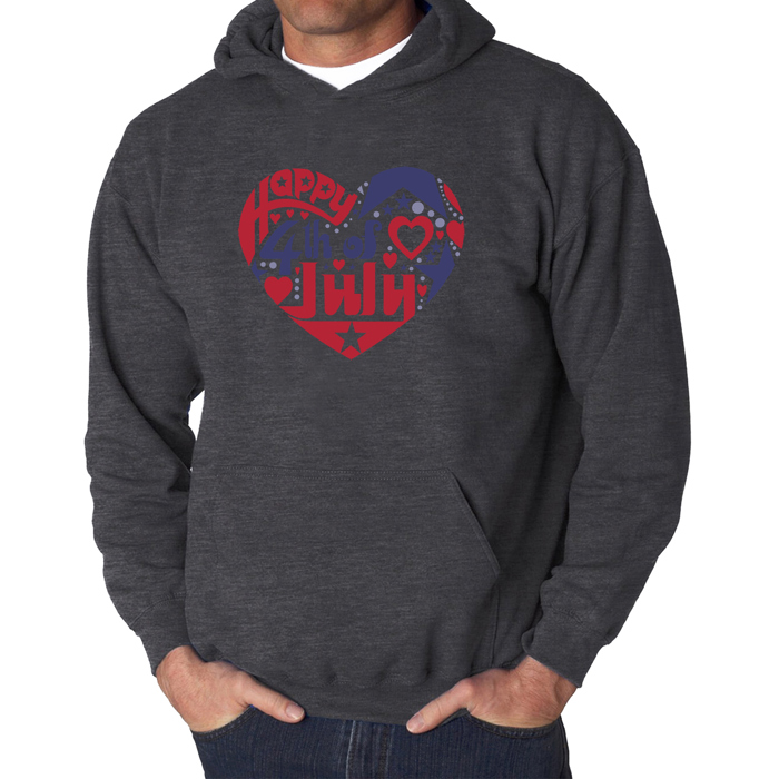 July 4th Heart - Men's Word Art Hooded Sweatshirt