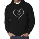 Black XXXL Cat Heart - Men's Word Art Hooded Sweatshirt