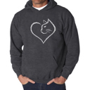 Gray XL Cat Heart - Men's Word Art Hooded Sweatshirt