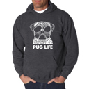 Gray Large Pug Life - Men's Word Art Hooded Sweatshirt