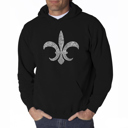 Black XXXXL Fleur De Lis - Popular Louisiana Cities - Mens Word Art Hooded Sweatshirt