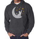 Gray XL Cat Moon - Men's Word Art Hooded Sweatshirt
