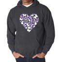 Gray Medium Butterfly Heart - Men's Word Art Hooded Sweatshirt