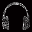  Headphones - Languages - Mens Word Art Hooded Sweatshirt