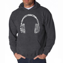 Gray Large Headphones - Languages - Mens Word Art Hooded Sweatshirt