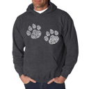 Gray XXXXL Meow Cat Prints - Men's Word Art Hooded Sweatshirt