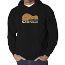 Black XL Nashville Guitar - Men's Word Art Hooded Sweatshirt