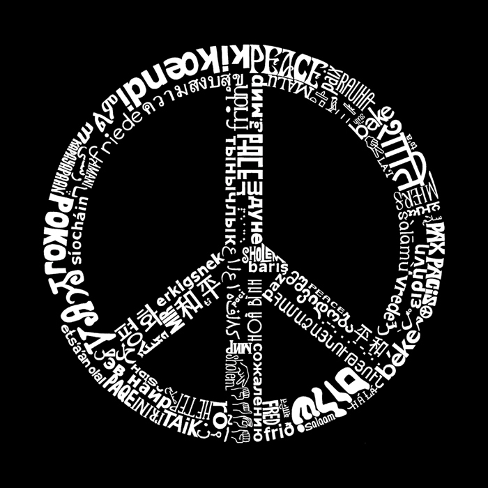 THE WORD PEACE IN 77 LANGUAGES - Men's Word Art Hooded Sweatshirt