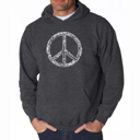 Gray XXXXL THE WORD PEACE IN 77 LANGUAGES - Men's Word Art Hooded Sweatshirt