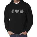 Black XXL Peace Love Dogs - Men's Word Art Hooded Sweatshirt