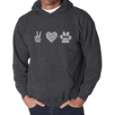 Gray XXXL Peace Love Dogs - Men's Word Art Hooded Sweatshirt