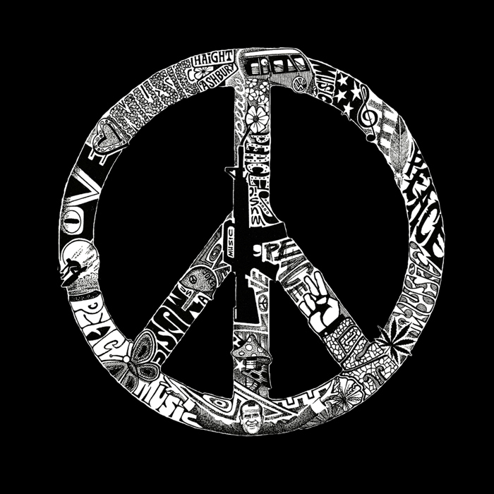 PEACE, LOVE, & MUSIC - Men's Word Art Hooded Sweatshirt