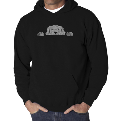 Peeking Dog - Men's Word Art Hooded Sweatshirt
