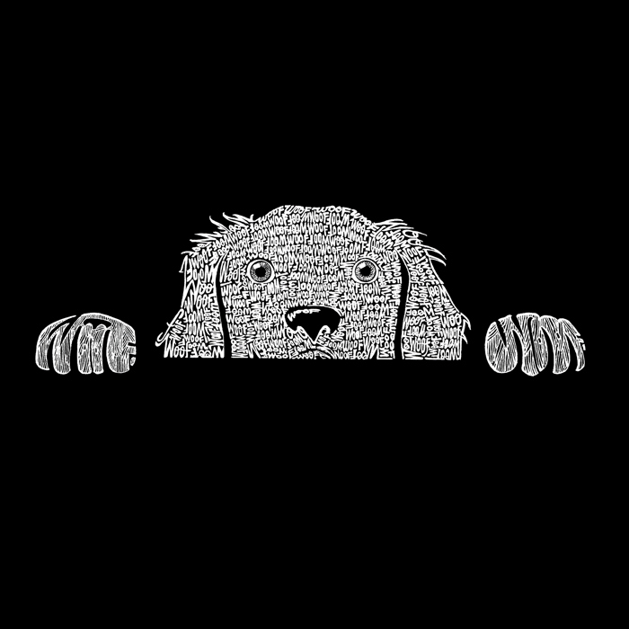 Peeking Dog - Men's Word Art Hooded Sweatshirt