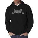 Black XL Peeking Cat - Men's Word Art Hooded Sweatshirt