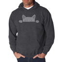 Gray Large Peeking Cat - Men's Word Art Hooded Sweatshirt