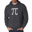 Gray Large THE FIRST 100 DIGITS OF PI - Men's Word Art Hooded Sweatshirt