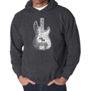 Gray XL Bass Guitar - Men's Word Art Hooded Sweatshirt