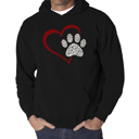 Black Small Paw Heart - Men's Word Art Hooded Sweatshirt