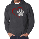 Gray Large Paw Heart - Men's Word Art Hooded Sweatshirt