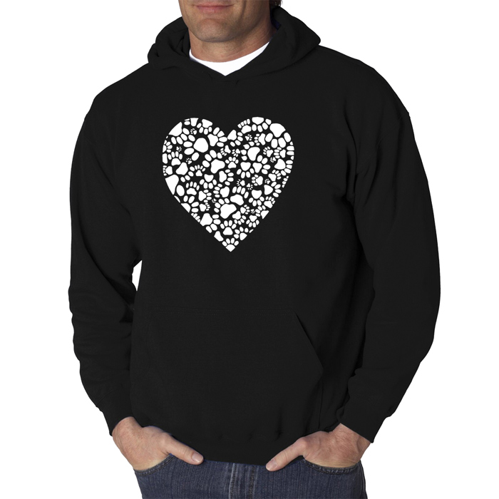 Paw Prints Heart - Men's Word Art Hooded Sweatshirt