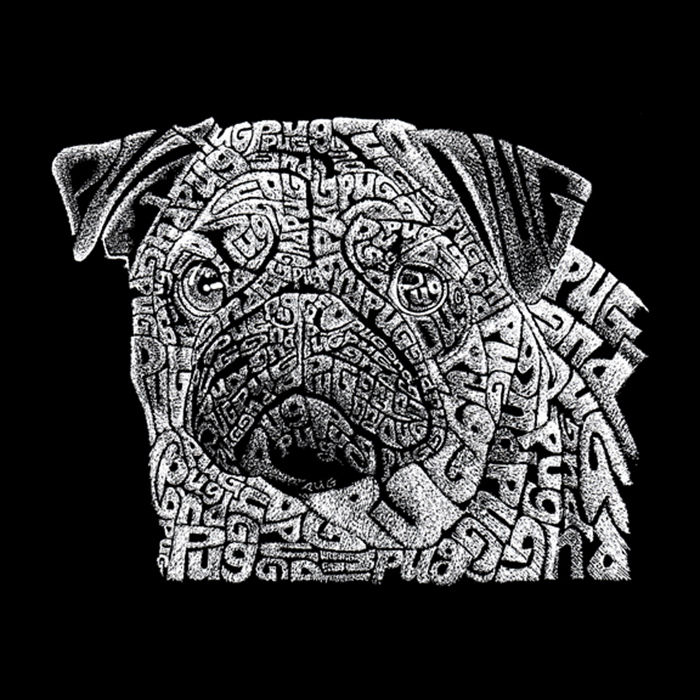 Pug Face - Men's Word Art Hooded Sweatshirt