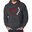 Gray Large Meow Heart - Men's Word Art Hooded Sweatshirt