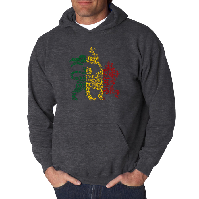 Rasta Lion - One Love - Men's Word Art Hooded Sweatshirt