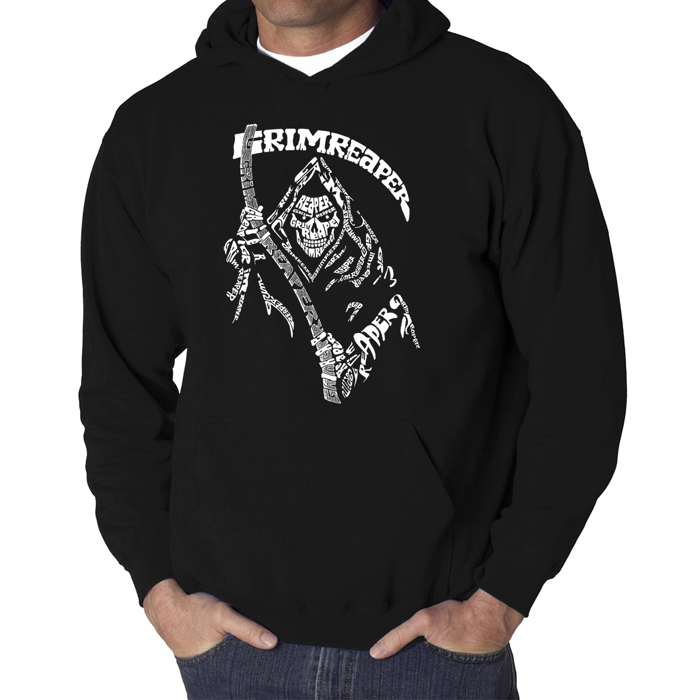 Men's Word Art Hooded Sweatshirt - Grim Reaper