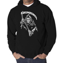 Black XXXL Men's Word Art Hooded Sweatshirt - Grim Reaper
