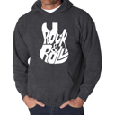 Gray Large Rock And Roll Guitar - Men's Word Art Hooded Sweatshirt