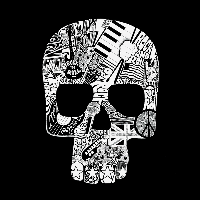 Rock n Roll Skull - Men's Word Art Hooded Sweatshirt