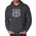 Gray Large Cities Along The Legendary Route 66 - Mens Word Art Hooded Sweatshirt