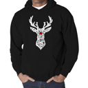 Black XXXL Men's Word Art Hooded Sweatshirt - Santa's Reindeer
