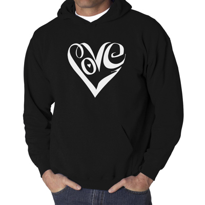 Script Love Heart - Men's Word Art Hooded Sweatshirt