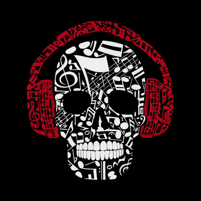 Music Notes Skull - Men's Word Art Hooded Sweatshirt