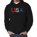 Black XL Usa Fireworks - Men's Word Art Hooded Sweatshirt