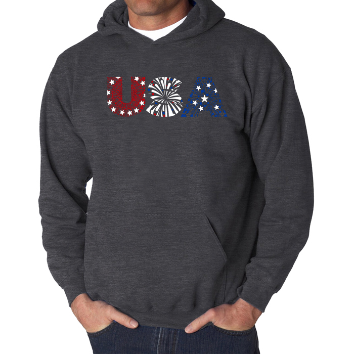Usa Fireworks - Men's Word Art Hooded Sweatshirt