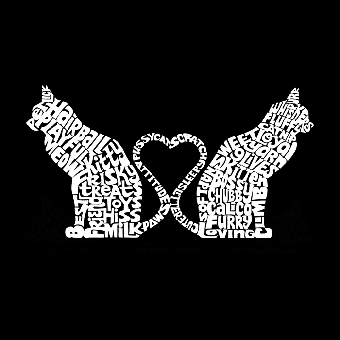 Cat Tail Hearts - Men's Word Art Hooded Sweatshirt