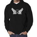 Black XL Cat Tail Hearts - Men's Word Art Hooded Sweatshirt