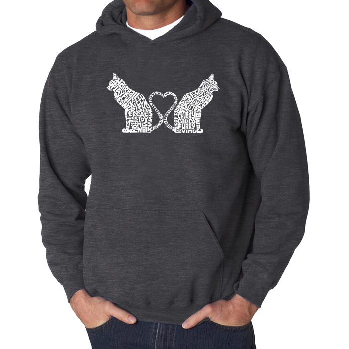 Cat Tail Hearts - Men's Word Art Hooded Sweatshirt