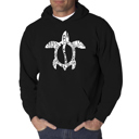 Black Medium Honu Turtle - Hawaiian Islands - Men's Word Art Hooded Sweatshirt