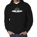 Black XXL Believe UFO - Men's Word Art Hooded Sweatshirt