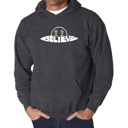 Gray Medium Believe UFO - Men's Word Art Hooded Sweatshirt