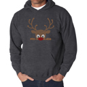 Gray XXL Peeking Reindeer - Men's Word Art Hooded Sweatshirt