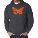 Gray XXL Butterfly - Men's Word Art Hooded Sweatshirt