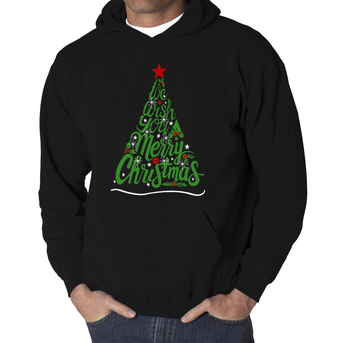We Wish You A Merry Christmas - Men's Word Art Hooded Sweatshirt
