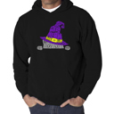 Black Medium Peeking Witch Cat - Men's Word Art Hooded Sweatshirt