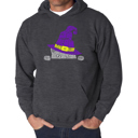 Gray Large Peeking Witch Cat - Men's Word Art Hooded Sweatshirt