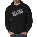 Black Large Woof Paw Prints - Men's Word Art Hooded Sweatshirt
